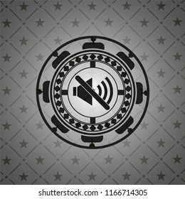 mute icon inside dark emblem. Retro