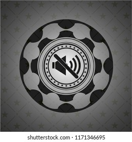 mute icon inside dark emblem. Retro