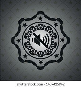 mute icon inside dark emblem