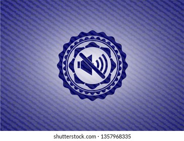 mute icon inside denim background