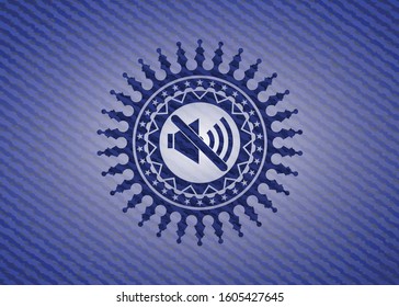 mute icon inside denim background