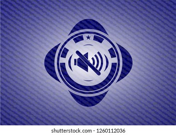 mute icon inside emblem with jean texture