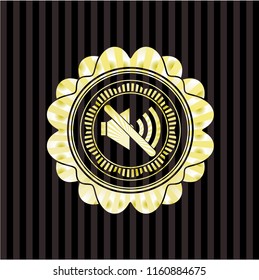 mute icon inside gold shiny badge