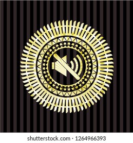 mute icon inside gold shiny badge