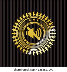 mute icon inside gold shiny emblem