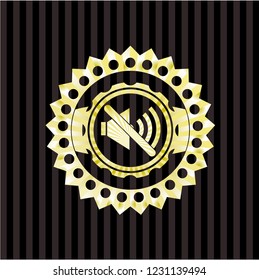 mute icon inside golden badge or emblem