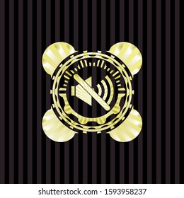 mute icon inside golden badge