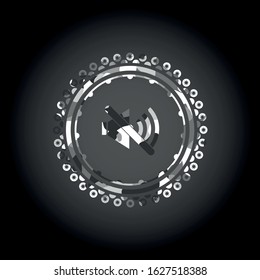 mute icon inside grey camo emblem