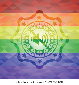 mute icon inside lgbt colors emblem 