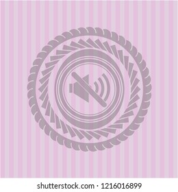 mute icon inside pink emblem. Vintage.