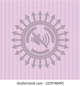 mute icon inside pink emblem. Retro
