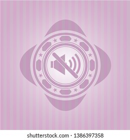 mute icon inside pink emblem