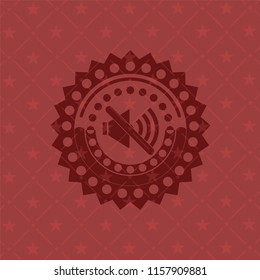 mute icon inside realistic red emblem