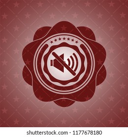 mute icon inside realistic red emblem