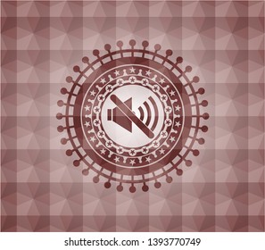 mute icon inside red badge with geometric pattern. Seamless.