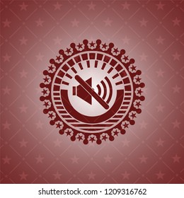 mute icon inside red emblem. Vintage.