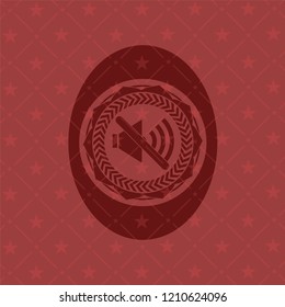 mute icon inside red emblem. Retro