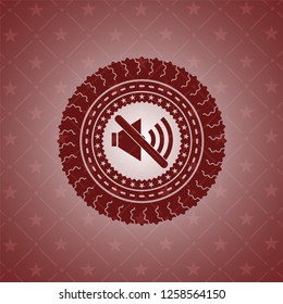 mute icon inside red emblem. Vintage.