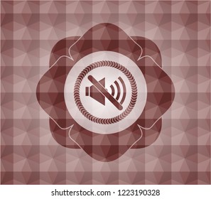 mute icon inside red geometric badge. Seamless.