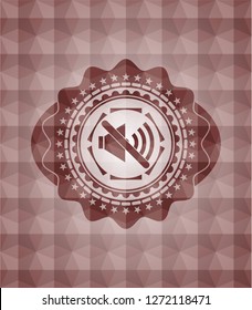 mute icon inside red seamless geometric badge.