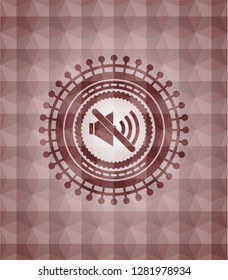 mute icon inside red seamless badge with geometric pattern.