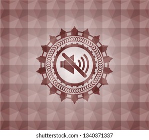 mute icon inside red seamless geometric emblem.