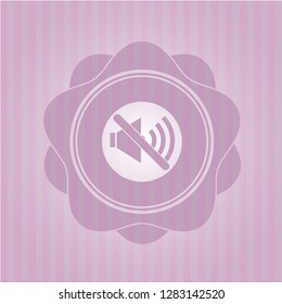 mute icon inside retro pink emblem