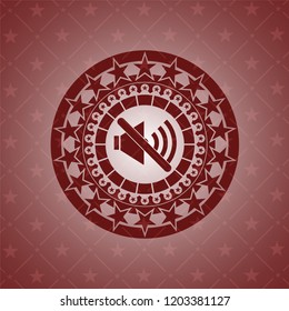mute icon inside retro red emblem