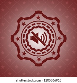 mute icon inside retro red emblem