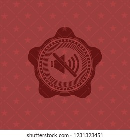mute icon inside retro style red emblem