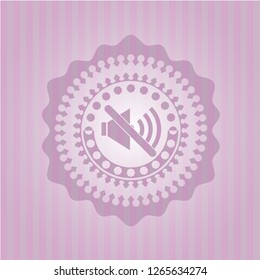 mute icon inside retro style pink emblem