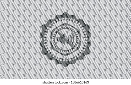 mute icon inside silver badge. Scales pattern. Vector Illustration. Detailed.