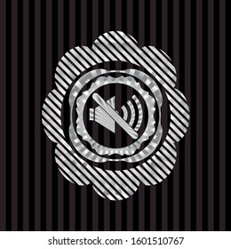 mute icon inside silver badge or emblem