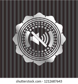 mute icon inside silver emblem