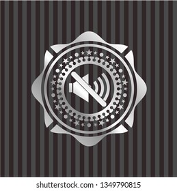 mute icon inside silver emblem