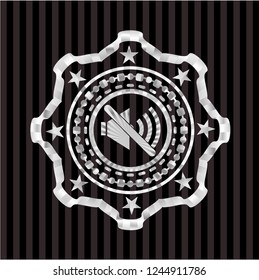 mute icon inside silver shiny emblem