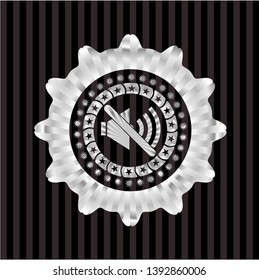 mute icon inside silver shiny emblem