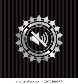 mute icon inside silvery emblem or badge