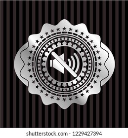 mute icon inside silvery shiny emblem