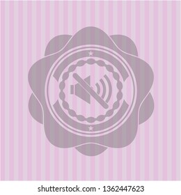mute icon inside vintage pink emblem