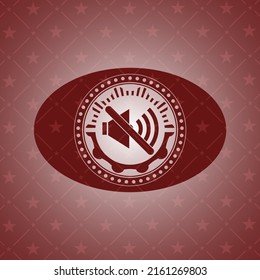 Mute Icon Inside Vintage Red Emblem. 