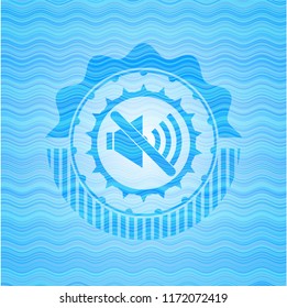 mute icon inside water concept emblem background.