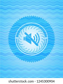 mute icon inside water wave badge background.