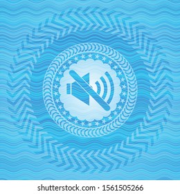 mute icon inside water wave representation badge background.