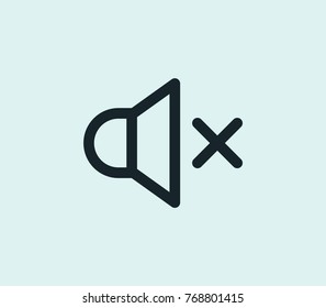 Mute icon line isolated on clean background. Sound concept drawing mute icon line in modern style. Vector illustration of mute icon for your web site mobile logo app UI design.