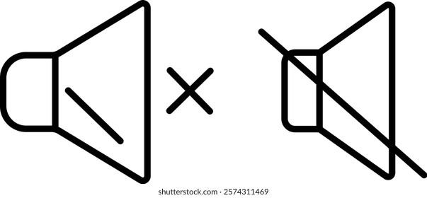 "Mute Icon Line Symbol - Minimalist Vector Representation of Sound Off Feature"