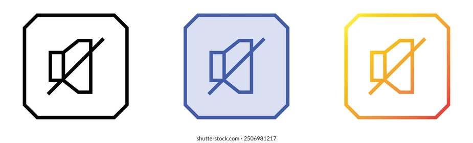 mute icon. Linear, Blue Fill and Gradient Style Design Isolated On White Background