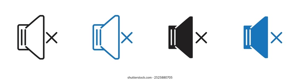 Mute icon linear graphics set vector in black