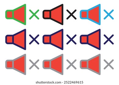 mudo ícone sem símbolo de som volume alto-falante fora ícones - ícone silencioso símbolo