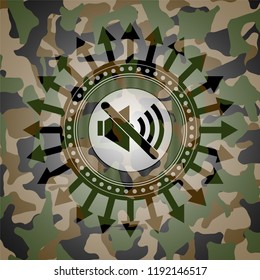mute icon on camouflaged texture